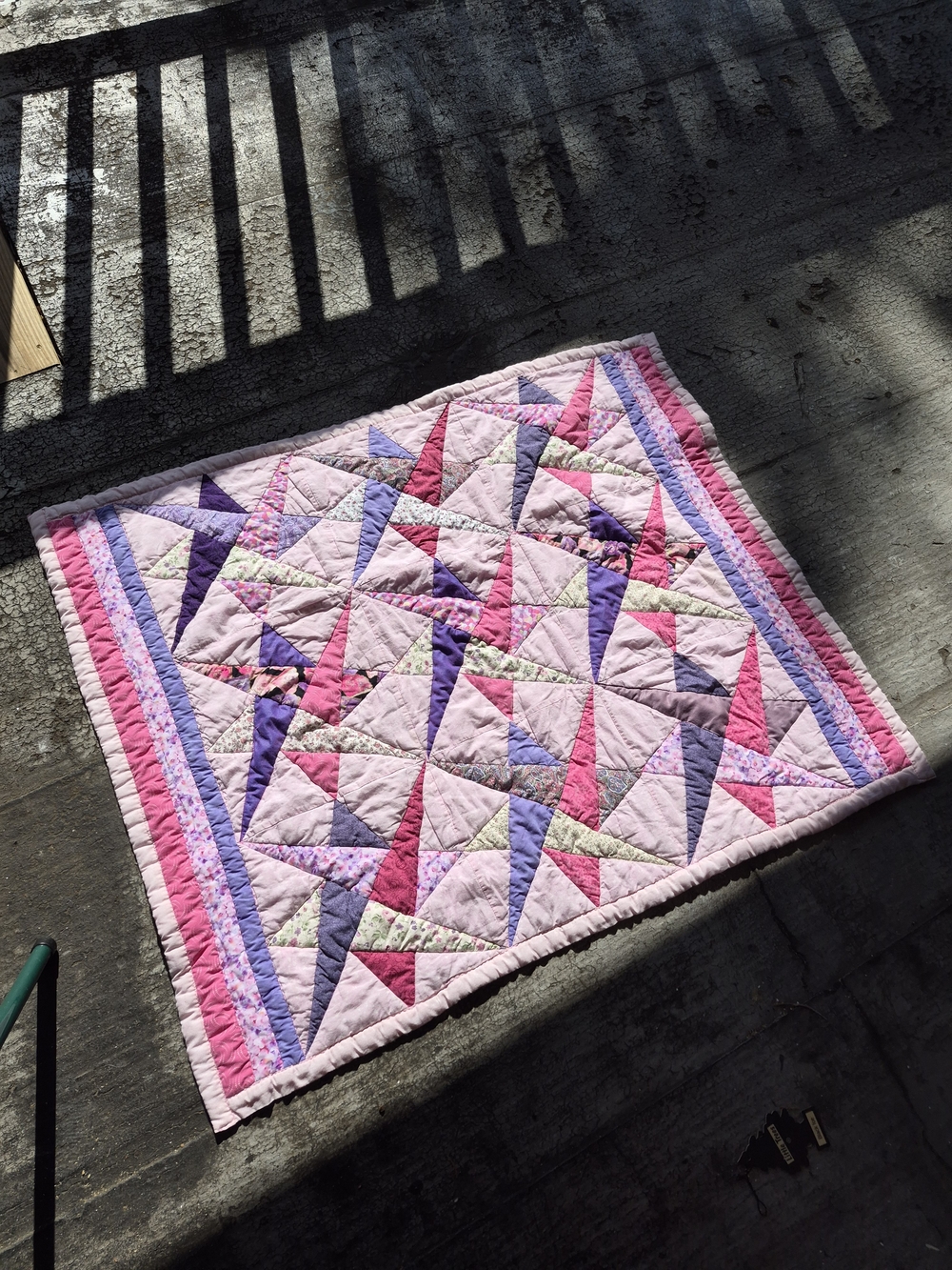 Handmade Pink & Purple Patchwork  Throw Blanket Quilt